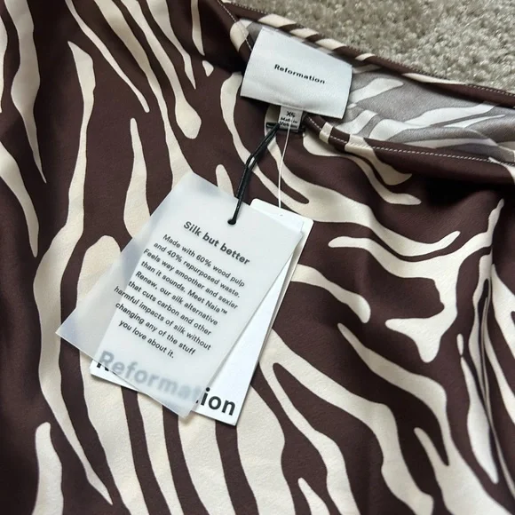 Reformation Pike Zebra Print Silk Mini Dress - Picture 3 of 5